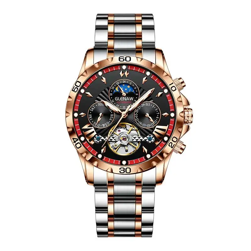 Ess watch gentleman style stainless steel leisure mechanical watch clock luminous black thumb200