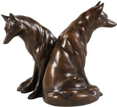 Sculpture Statue Two Foxes Fox Mates by Kelly Resin OK Casting HandPainted - £199.03 GBP