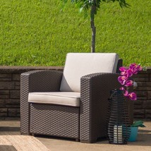 Flash Furniture&#39;S Faux Rattan Chair In Chocolate Brown With An All-Weath... - £192.75 GBP