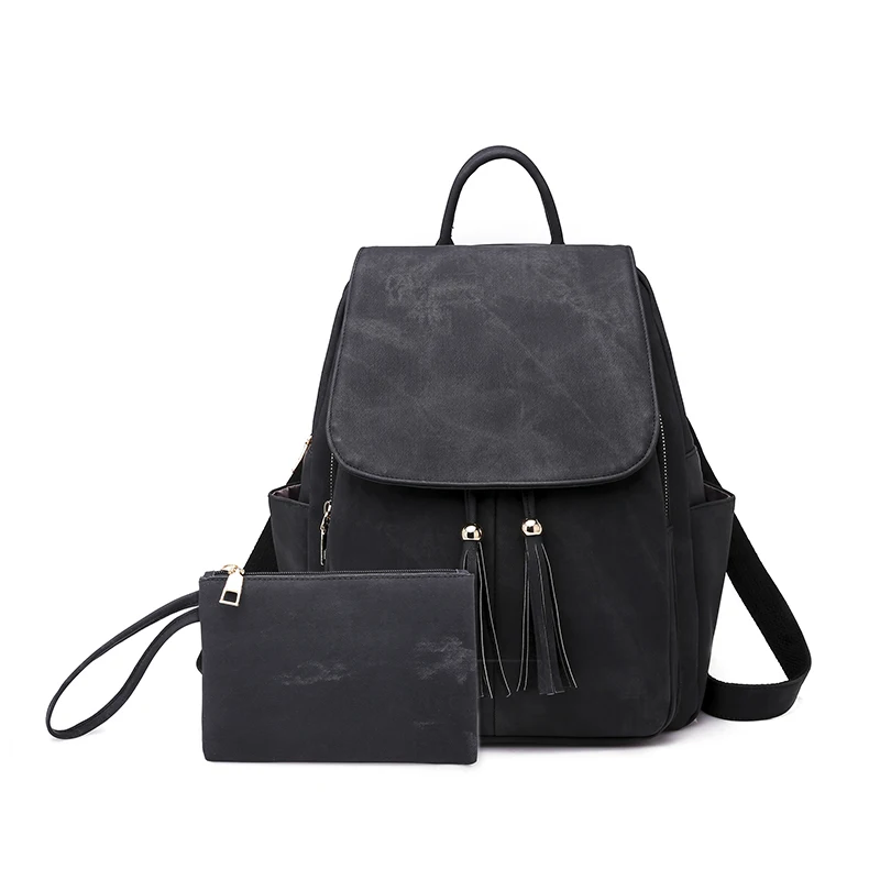 Fashion 2pcs Set Bag Women Leather Backpack School Backpacks For Teenage Girls F - £41.32 GBP