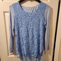 Soft Surroundings size medium blue overlay tunic blouse - £15.49 GBP