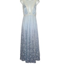 Vintage Miss Elaine Womens 80&#39;s Blue Satin Long Sleeveless Nightgown Size Medium - £46.90 GBP