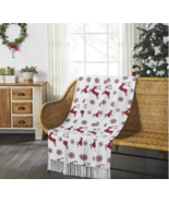 Farmhouse Christmas Reindeer Woven Cotton Fringed Throw Blanket Snowflak... - $33.90