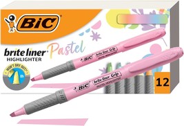 Bic Brite Liner Grip Pastel Highlighter Set, Chisel Tip, 12-Count Pack O... - $28.98