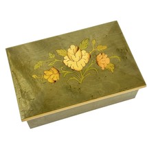 Capra Musical Jewelry Box Inlaid Wood Lacquered Floral Wind Beneath My Wings - £16.99 GBP