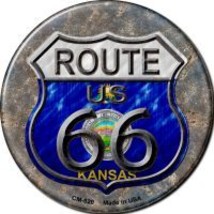 Kansas Route 66 Novelty Metal Mini Circle Magnet CM-520 - £10.13 GBP