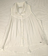 Abercrombie &amp; Fitch Shirt Women&#39;s Sheer White Button Up Top Shirt Blouse XS Lace - £11.51 GBP