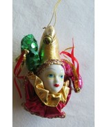 Harlequin Ornament Magnet Mardi Gras Porcelain Face New Orleans Jester B... - $13.30