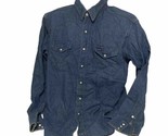 Vintage 90’s Wrangler Denim Western Shirt Blue Dark Wash Pearl Snap XL 1... - £39.57 GBP