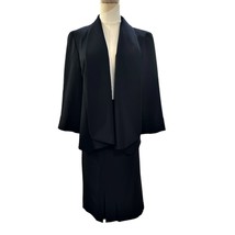 Evan Picone Black Label Blazer Skirt Suit 2pc Size 14 Open Front Shawl Collar - £31.76 GBP