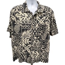 Vintage Batik Bay Men&#39;s Floral Black Hawaiian Print 100% Silk Button Shi... - $23.74