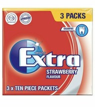 3 Packs Of Wrigleys Extra Strawberry Sugar Free Fresh Mint Chewing Gum - $9.28