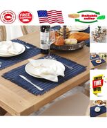 Chic Rustic Placemats Set of 6 - Washable Polyester for Stylish Dining D... - $350.61 MXN