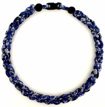 Blue Digital Camo 3 Rope Tornado Twist Baseball Softball Necklace 18&quot; 20&quot; - £7.98 GBP