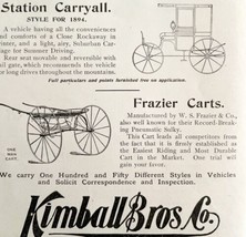 Kimball Bros Carriages &amp; Early Car 1894 Advertisement Victorian Coach AD... - £19.60 GBP