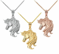 10k or 14k Solid Gold Legendary Mythical Unicorn Pendant Necklace - £134.19 GBP+