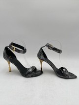 Balmain Metallic-effect Leather Sandals Black/Grey Size 38.5 - £483.67 GBP