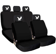 For MERCEDES New Black Flat Cloth Car Seat Cover and Eagle design Headrest Cover - £31.80 GBP