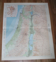 1959 Vintage Map Of Palestine Israel Gaza Holy Land Syria Lebanon Jerusalem - $42.96