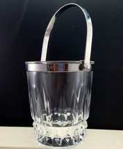 Cristal D&#39;Arques Tuilleries Villandry Ice Bucket Clear with Chrome Handle 5-3/8&quot; - £26.16 GBP
