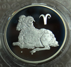 RUSSIA 2 RUBLE 2003 SILVER PROOF ARIES IN CAPSULE RARE COIN - £74.66 GBP