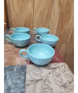 Set of 5 Blue Aqua Coffee Cups 3.5&quot; Plastic Vintage Unbranded - $391.96 MXN