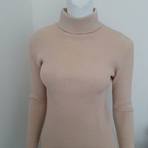 The Vermont Country Store Long Sleeve Womens Medium Beige Turtleneck Sweater New - £20.19 GBP