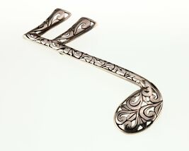 Vintage Jezlaine Music Clef Note Brooch in Sterling Silver 6.5gr - $74.67