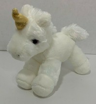 Aurora world Unicorn small Plush white gold horn purple eyes stuffed animal - £7.77 GBP