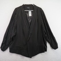 Torrid Jacket Womens Size 6X Black Stripe Twill Blazer Ruched Long Sleev... - £23.45 GBP