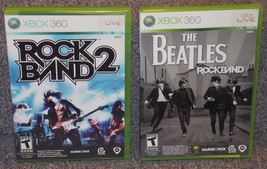 XBOX 360 Rock Band 2 &amp; The Beatles Rock Band Games In Cases With Instructions - £23.88 GBP