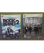 XBOX 360 Rock Band 2 &amp; The Beatles Rock Band Games In Cases With Instruc... - £23.63 GBP