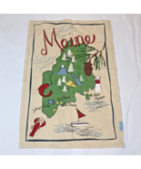 LL Bean State of Maine Map Tea Dish Towel Cloth Lobster Lighthouse Sugar... - €17,07 EUR