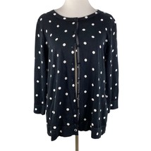 Talbots Woman Cardigan Sweater Womens X Black White Polka Dot Knit Button Front - £19.35 GBP
