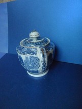 Vintage Asian Style China Porcelain Sugar Basin Bowl Jar Blue Gold marke... - £16.70 GBP