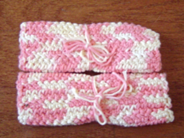  Hand Crocheted Dishcloths Set of 2 Peach &amp; Cream - £7.90 GBP