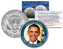 Barack Obama * 2009 Nobel Peace Prize * Colorized Jfk Half Dollar U.S. Coin - £6.84 GBP