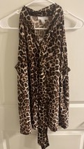 Charter Club Womens Sz Large Cheetah Leopard Velour Print Sleeveless Sedona Dust - £30.50 GBP
