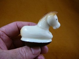 (TNE-HORS-234d) little baby white brown colt pony Horse tagua nut carvin... - $29.44