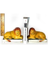 Pair of Porcelain Lion 5.5&quot; Mantle Bookends by Staffordshire (Circa 1960&#39;s) - $121.18