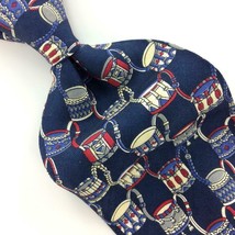 Geoffrey Beene Usa Navy Blue Geometric Silk Necktie IN14-485 Excellent Novelty - £12.65 GBP