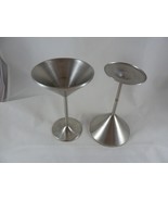 Set of 2 Vintage Stainless Steel Wine Sherry Martini Margarita Goblet Gl... - $20.86 CAD
