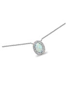 Sterling Silver Genuine or Synthetic Gemstone Oval Halo for - £57.76 GBP