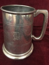 Pewter Tankard VINTAGE D Monogram English England cup mug 5 inch tall - £23.72 GBP