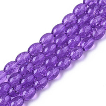 50 Crackle Glass Beads 8mm Purple Oval Bulk Jewelry Supplies Wholesale TR - £4.51 GBP