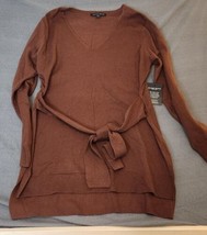 Boston Proper Women&#39;s Chocolate Brown V Neck Pullover Tie Sweater Dress ... - $39.95