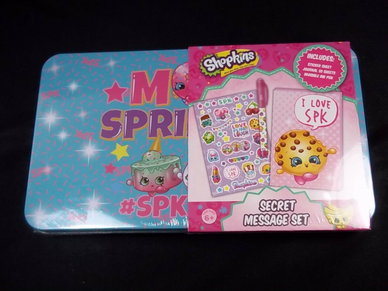 Primary image for Shopkins Secret Message Set tin case Stickers journal invisible ink pen
