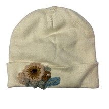 INC International Concepts Cream Beanie with Floral Applique New - £14.62 GBP