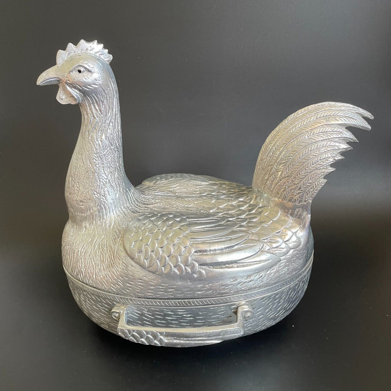 Vintage 1977 Arthur Court Rooster 3-Piece Baked Eggs Covered Serving Dish - $375.00