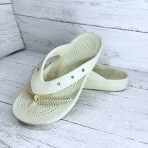 Crocs Classic Platform Flip Flop Sandal Thong W Sz 7 Beach Cream - $29.99
